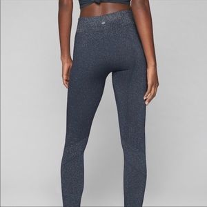 ATHLETA Shimmer Seamless Tights Grey L Metallic